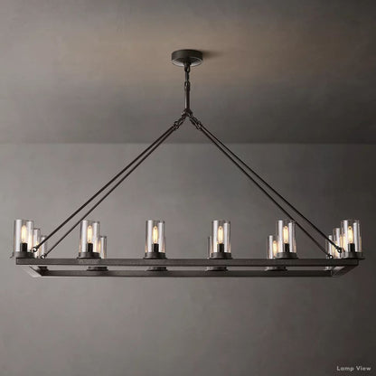 Ondra Charred Metal Linear Chandelier 52"