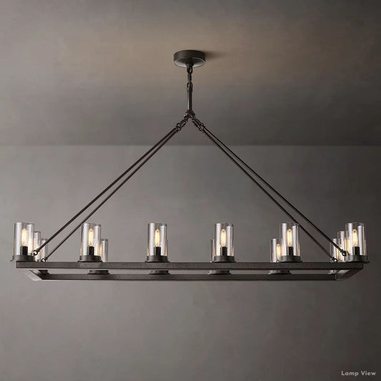 Ondra Charred Metal Linear Chandelier 52"