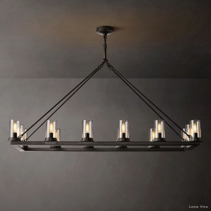 Ondra Charred Metal Linear Chandelier 52"