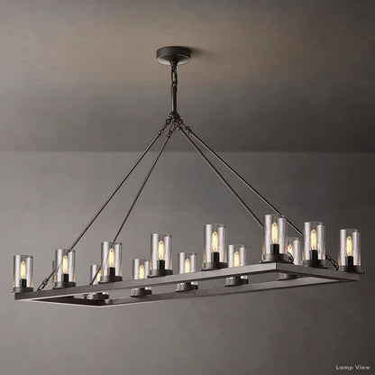 Ondra Charred Metal Linear Chandelier 52"