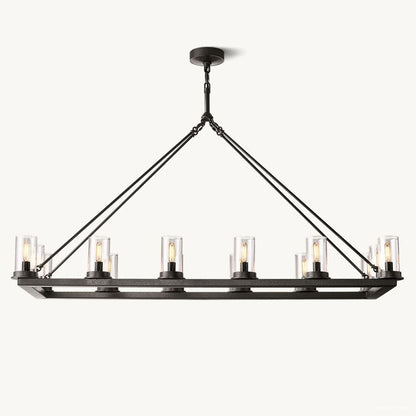 Ondra Charred Metal Linear Chandelier 52"