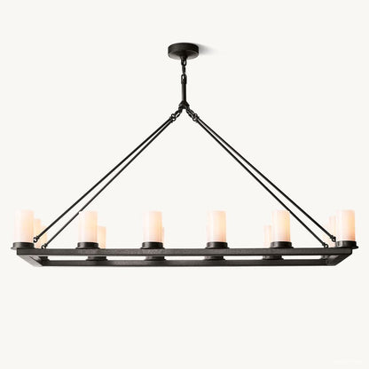 Ondra Charred Metal Linear Chandelier 52"