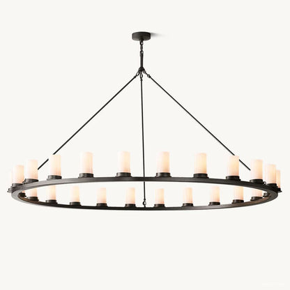 Ondra Charred Metal Round Chandelier 72"