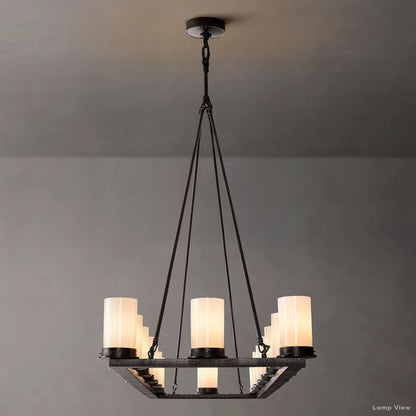 Ondra Charred Metal Linear Chandelier 52"