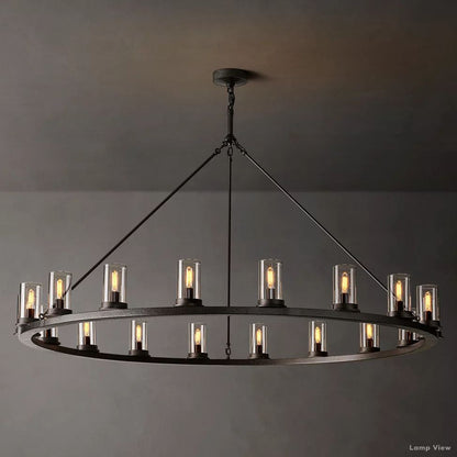 Ondra Charred Metal Round Chandelier 60"