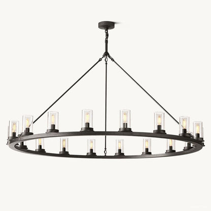 Ondra Charred Metal Round Chandelier 60"
