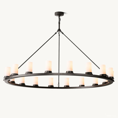Ondra Charred Metal Round Chandelier 60"