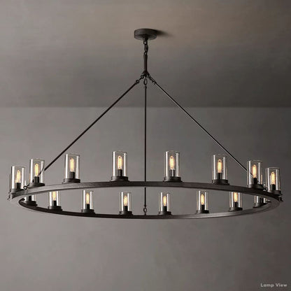 Ondra Charred Metal Round Chandelier 60"