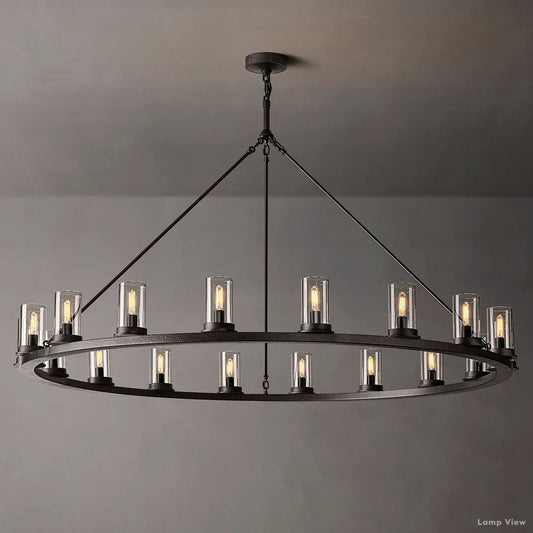 Ondra Charred Metal Round Chandelier 60"