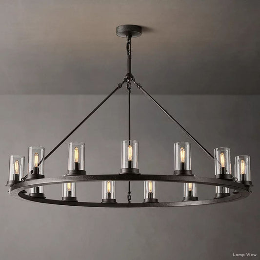 Ondra Charred Metal Round Chandelier 48"