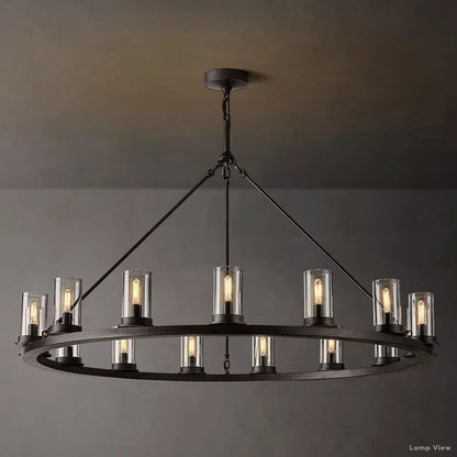 Ondra Charred Metal Round Chandelier 48"
