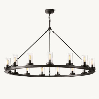 Ondra Charred Metal Round Chandelier 48"