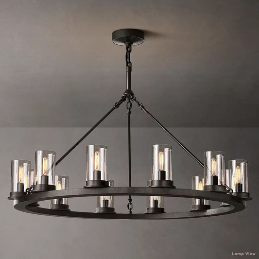 Ondra Charred Metal Round Chandelier 36"