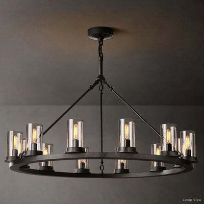 Ondra Charred Metal Round Chandelier 36"