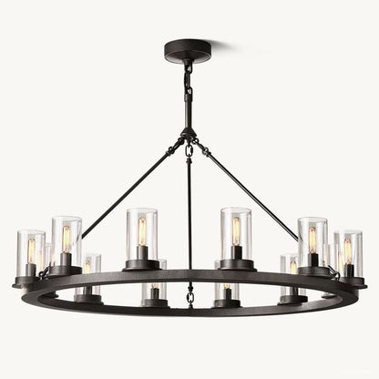 Ondra Charred Metal Round Chandelier 36"