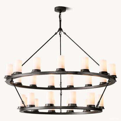 Ondra Charred Metal Two-Tier Round Chandelier 48"