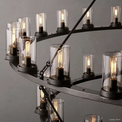 Ondra Charred Metal Two-Tier Round Chandelier 48"