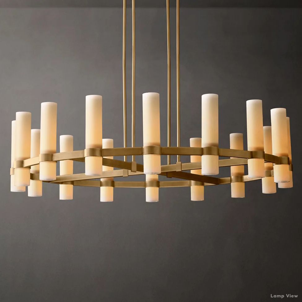 Ravelle Milk Glass Round Chandelier 48"