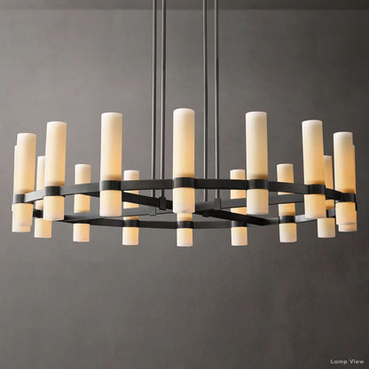 Ravelle Milk Glass Round Chandelier 48"