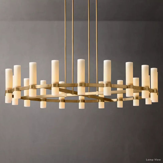 Ravelle Milk Glass Round Chandelier 60"