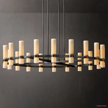 Ravelle Milk Glass Round Chandelier 60"