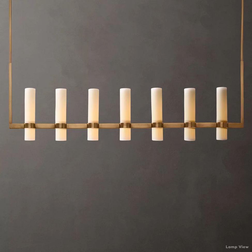 Ravelle Milk Glass Linear Chandelier 59"