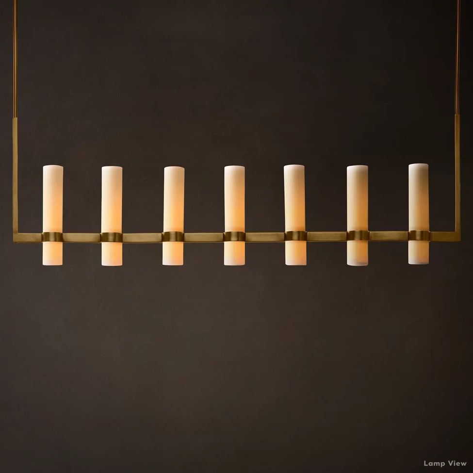 Ravelle Milk Glass Linear Chandelier 59"