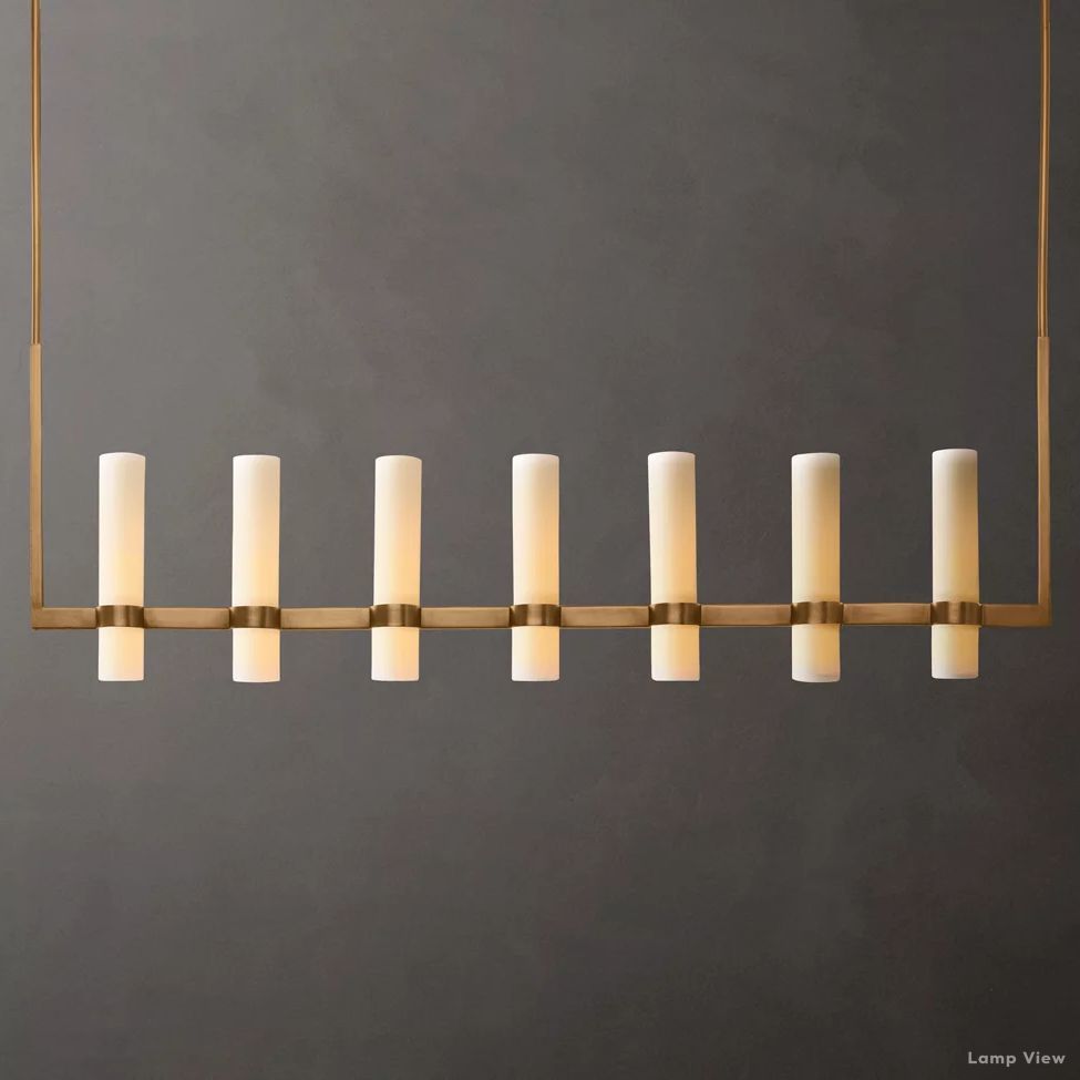 Ravelle Milk Glass Linear Chandelier 59"