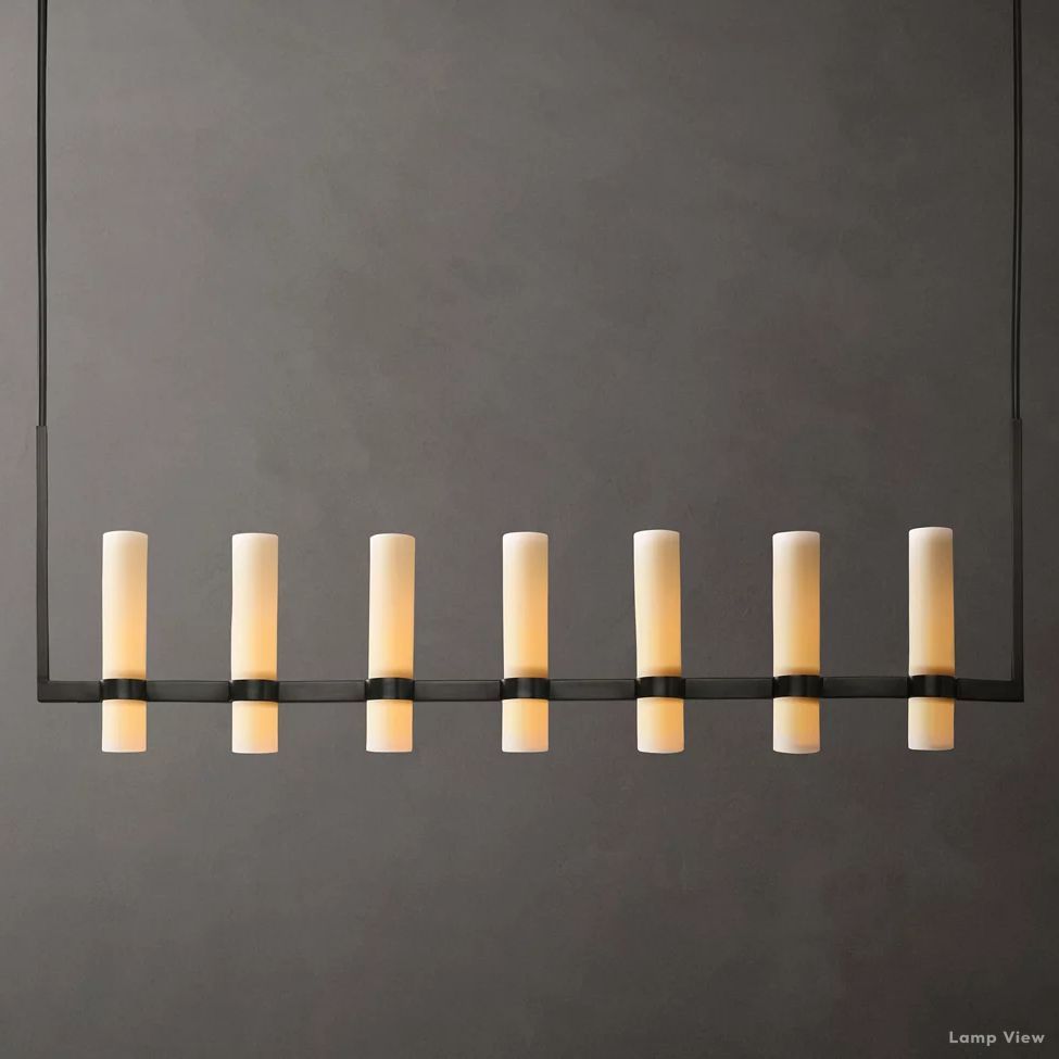 Ravelle Milk Glass Linear Chandelier 59"