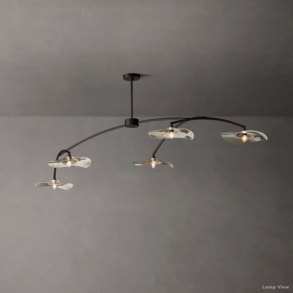 Lily Arcing Glass Linear Chandelier 60"