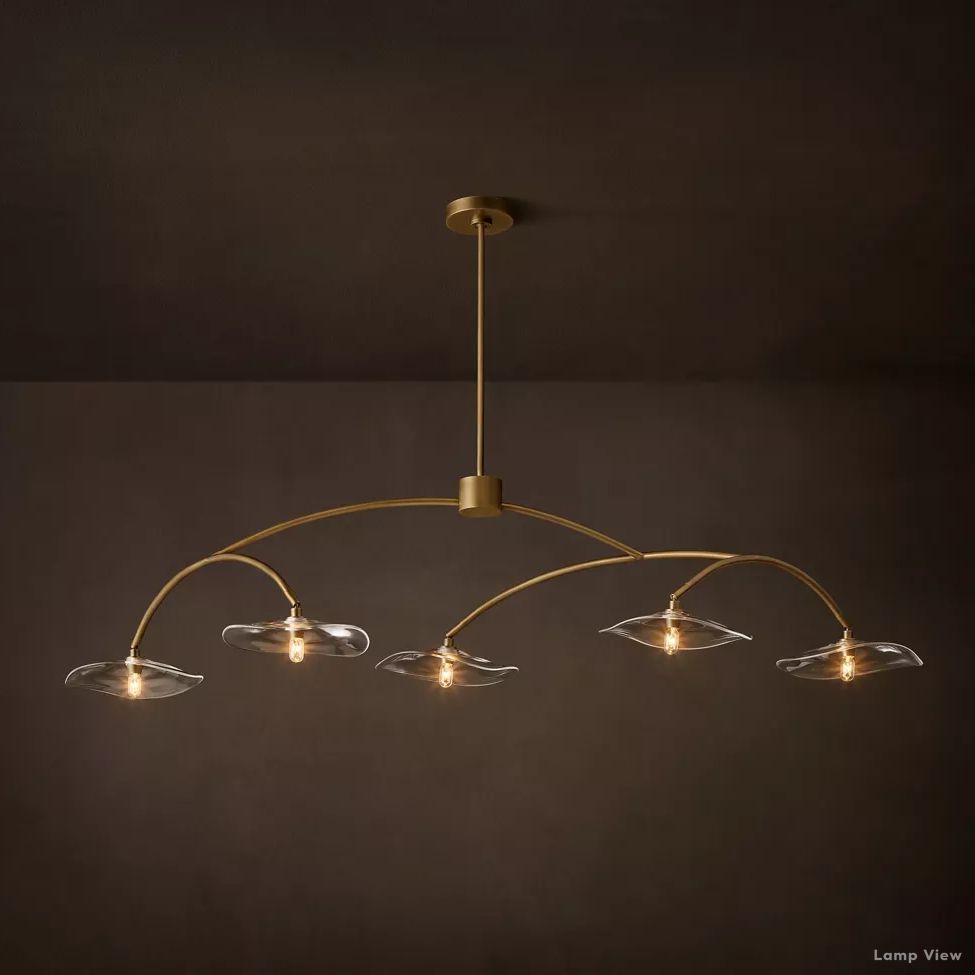 Lily Arcing Glass Linear Chandelier 60"
