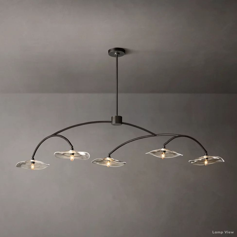 Lily Arcing Glass Linear Chandelier 60"