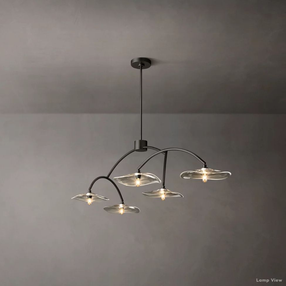 Lily Arcing Glass Linear Chandelier 80"