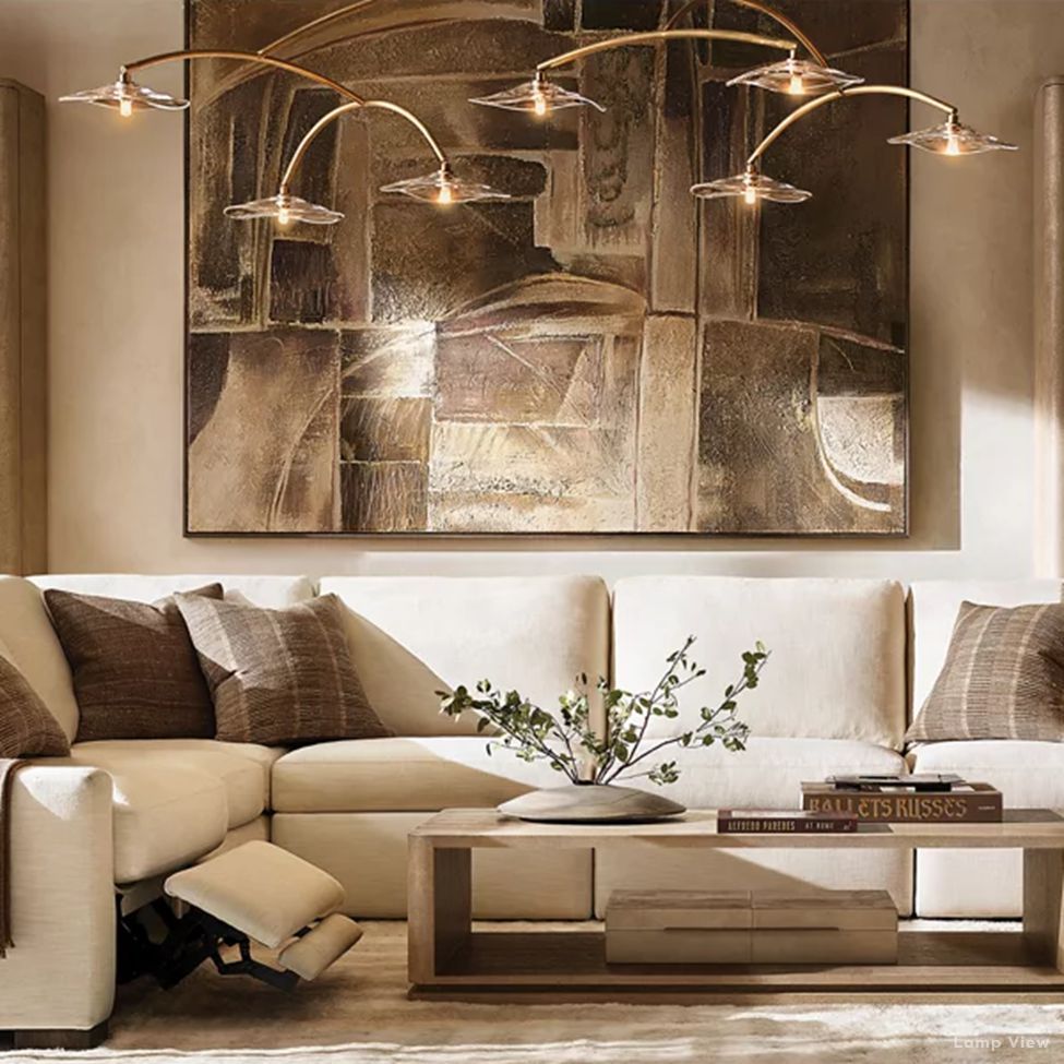 Lily Arcing Glass Round Chandelier 54"