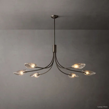 Shell Airy Glass Linear Chandelier 54"
