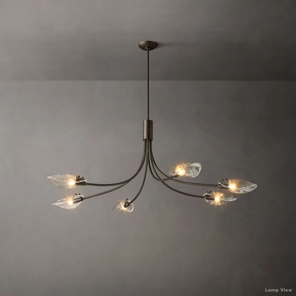 Shell Airy Glass Linear Chandelier 54"