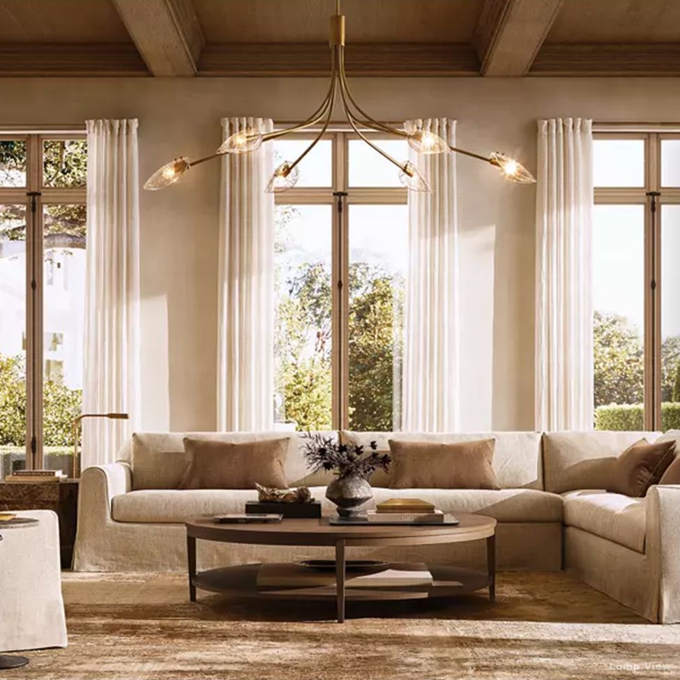 Shell Airy Glass Round Chandelier 84"