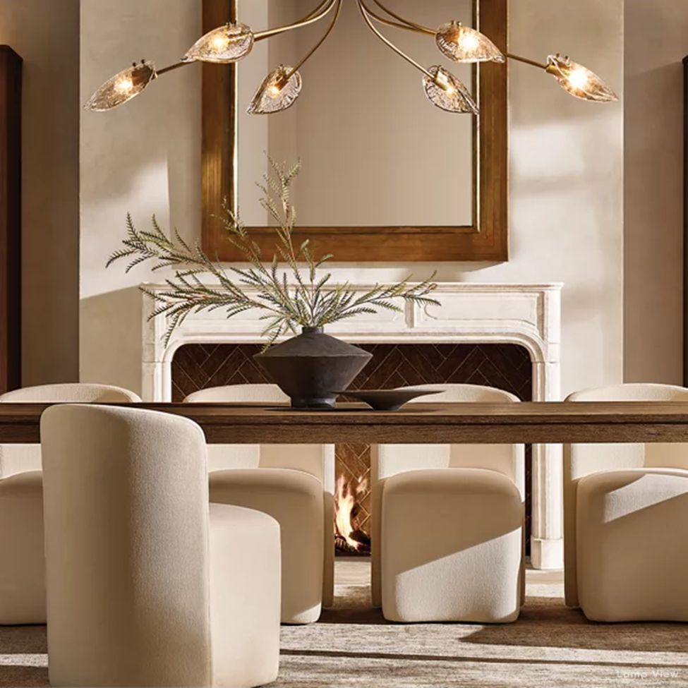 Shell Airy Glass Round Chandelier 84"