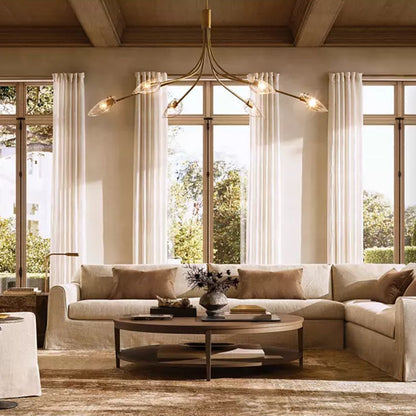 Shell Airy Glass Linear Chandelier 54"