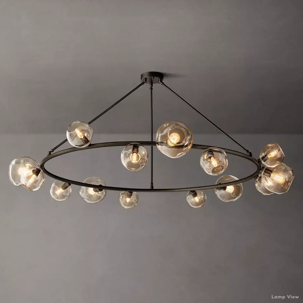 Bubble Organic Glass Round Chandelier 72"