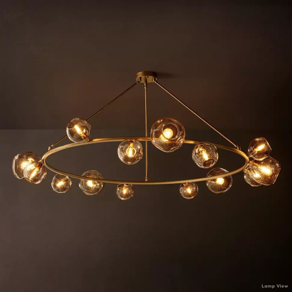 Bubble Organic Glass Round Chandelier 72"