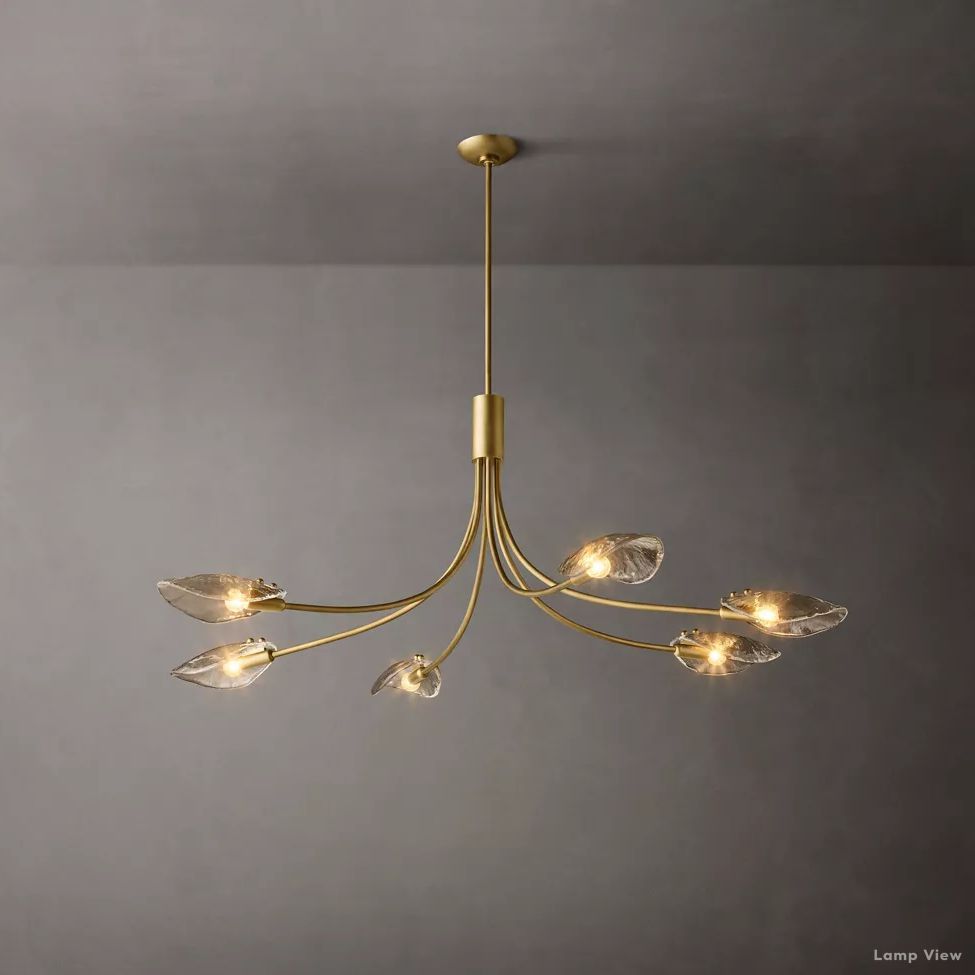 Shell Airy Glass Linear Chandelier 54"