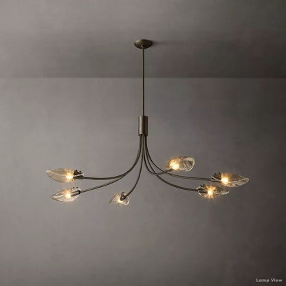 Shell Airy Glass Linear Chandelier 54"