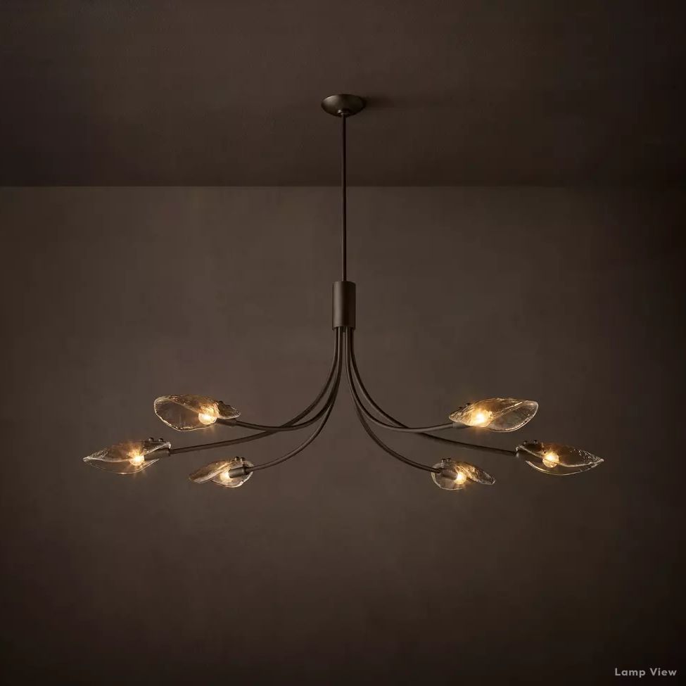 Shell Airy Glass Linear Chandelier 54"
