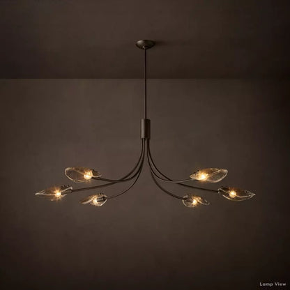 Shell Airy Glass Linear Chandelier 54"