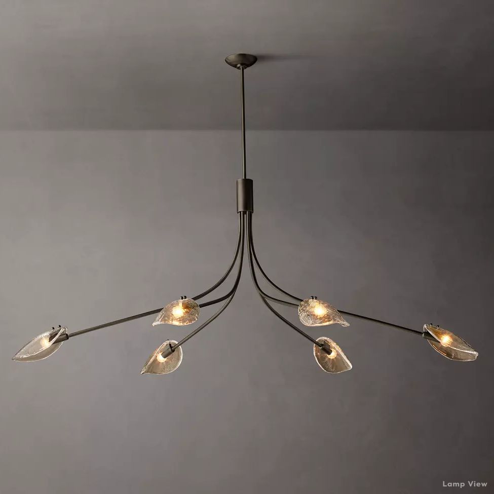Shell Airy Glass Linear Chandelier 72"