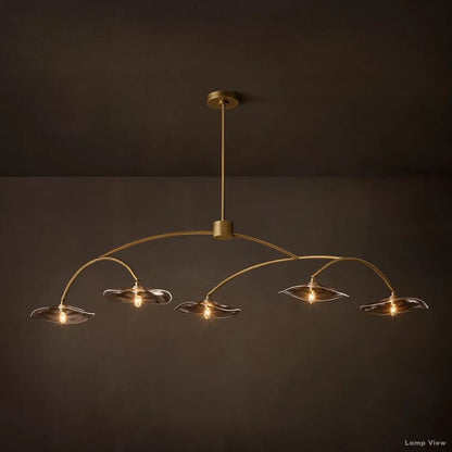 Lily Arcing Glass Linear Chandelier 60"