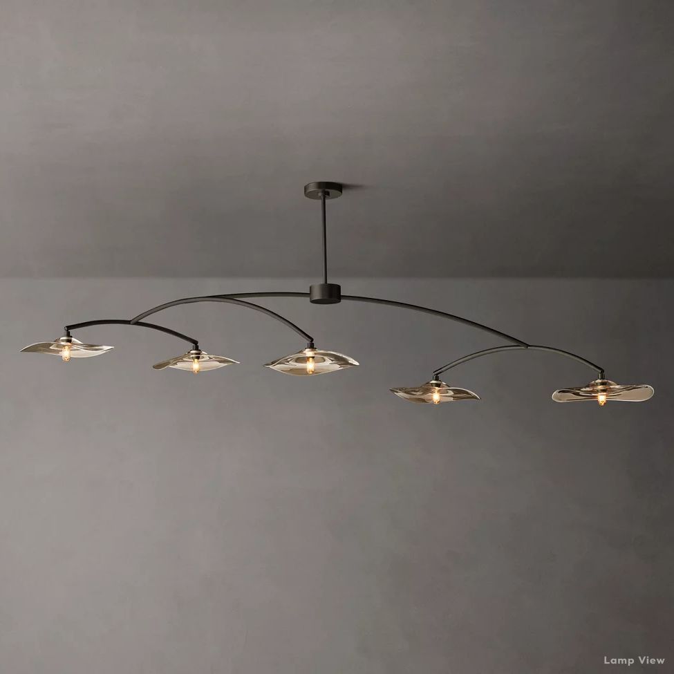 Lily Arcing Glass Linear Chandelier 80"