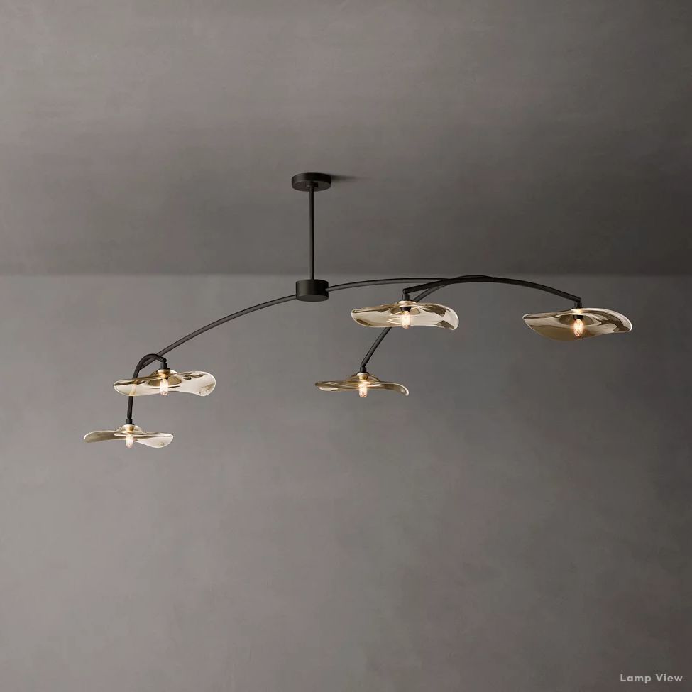Lily Arcing Glass Linear Chandelier 80"