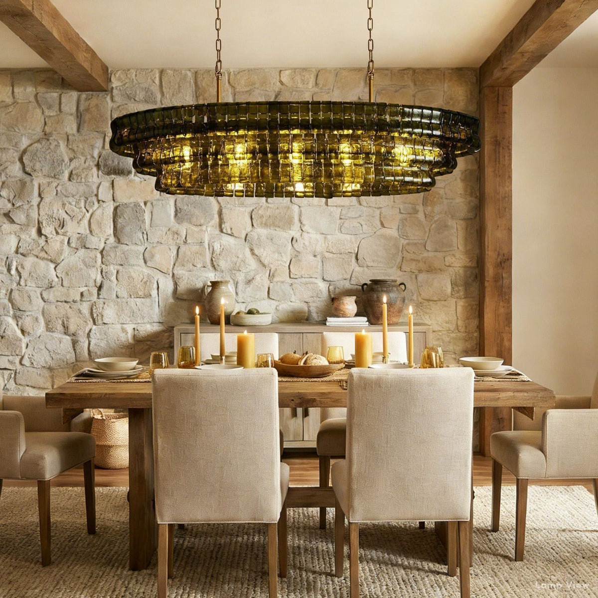 Ghiaccio Hooked Glass Oval Chandelier